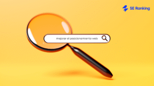 Ilustración de una lupa con el buscador de google para mejorar el posicionamiento web