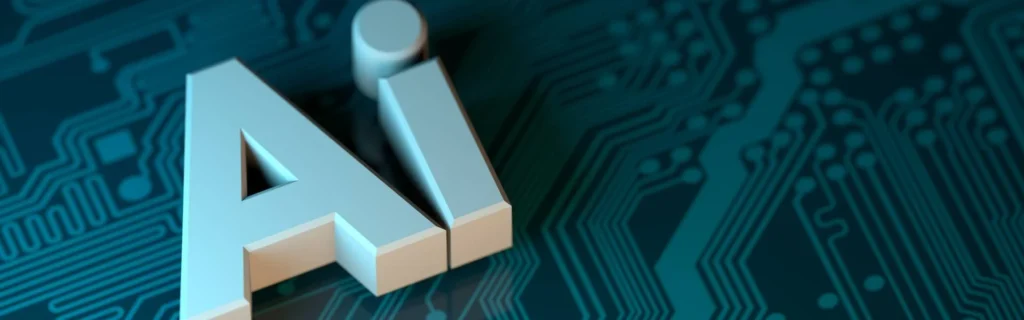 Sigles d'intel·ligència artificial (AI) sobre un circuit digital per a l'automatització del màrqueting B2B.