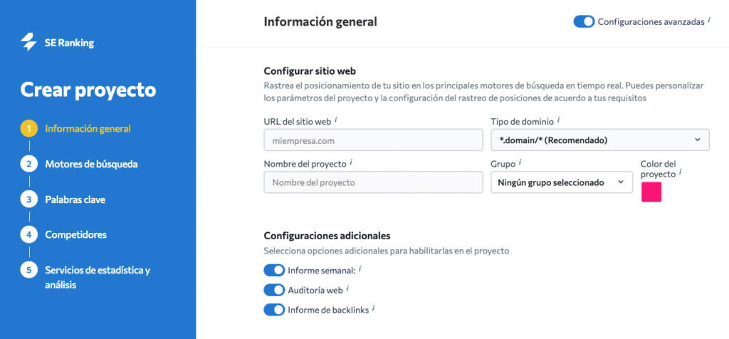 Ilustración paso 1: Introduce la información general