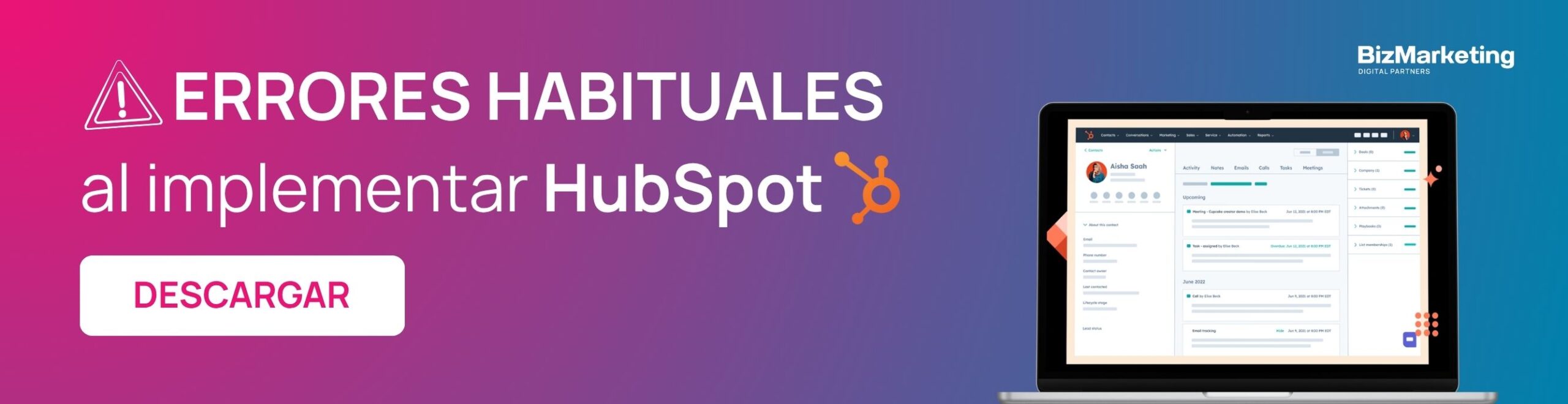 BANNER errores hubspot ES