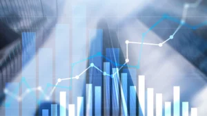 Gràfic de creixement i anàlisi de dades que representa estratègies de màrqueting industrial i rendiment empresarial B2B