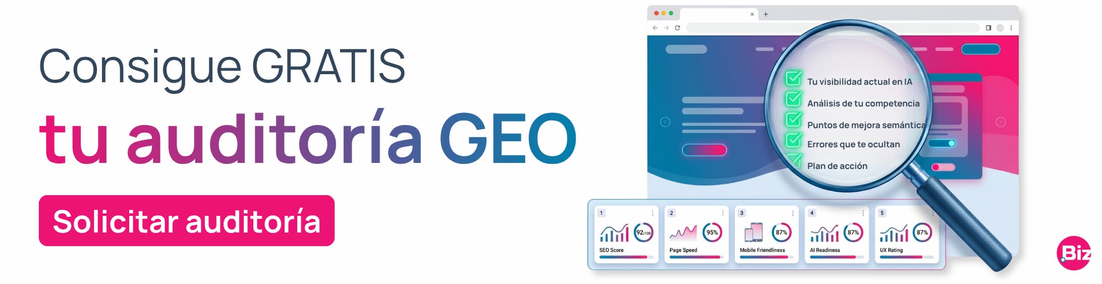 Banner para solicitar una auditoria geo gratuita - BizMarketing